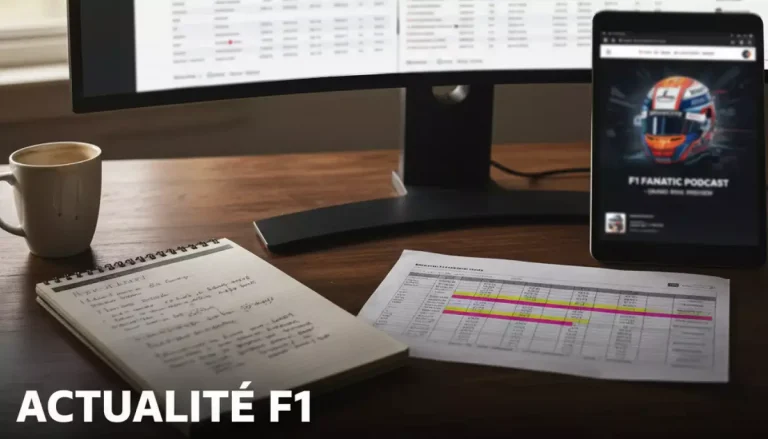 Actualité F1 et paris : écran d'ordinateur affichant des articles et données de Formule 1