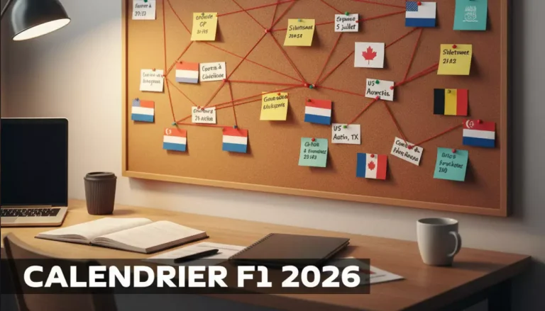 Calendrier F1 2026 : planning de saison avec drapeaux des pays hôtes des Grands Prix