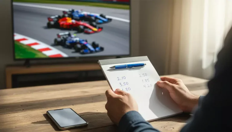 Cotes Formule 1 — écran de cotes avec monoplaces F1 sur circuit en arrière-plan