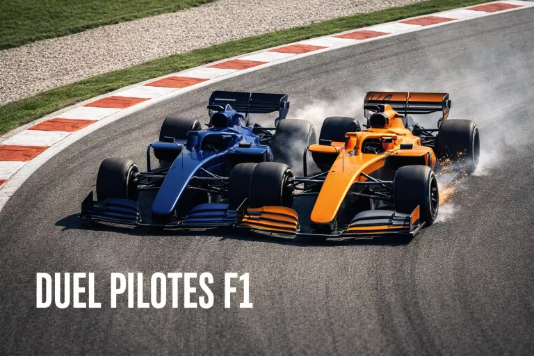 Pari face-à-face F1 : deux monoplaces côte à côte en duel sur circuit