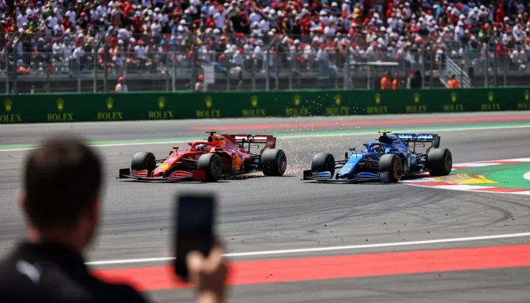 Paris en direct F1 — monoplace Formule 1 en pleine course vue depuis les tribunes